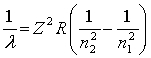 The equation derived by Bohr for the wavelengths of λ of the lines in hydrogen- like spectra is   .The first member of the Balmer series of hydrogen has λ = 660 nm. Doubly ionized   is hydrogen-like. The wavelength of the first member of the Balmer series for doubly ionized   is A)  73 nm. B)  5.9 × 10<sup>3</sup> nm. C)  150 nm. D)  60 nm. E)  1.8 × 10<sup>-3</sup> nm.