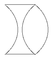   The figure shows a doublet lens in which the lens with positive focal length and the lens with negative focal length are both manufactured from flint glass and have the same radii of curvatures. The focal length of the concave lens is -50.8 cm, and the focal length of the convex lens is 50.8 cm. The combined focal length of the doublet is A)  -25.4 cm. B)  25.4 cm. C)  -102 cm. D)  102 cm. E)  infinite.