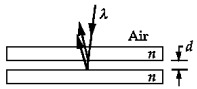   Two parallel glass plates of index of refraction n are separated by an air film of thickness d. Light of wavelength λ in air, normally incident on the plates, is intensified on reflection when, for some integer m, A)  2d = mλ. B)  2d = mλ/n. C)  2d = mnλ. D)  2d = m + 1/2) λ. E)  2nd = mλ /2.