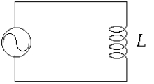   If you double the frequency in the circuit shown, the inductance of the inductor A)  increases by a factor of 2. B)  does not change. C)  decreases by a factor of 2. D)  increases by a factor of 4. E)  decreases by a factor of 4.