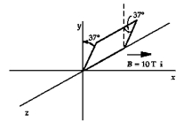   A rectangular surface of area 1.0 m<sup>2</sup> is hinged along the z-axis and makes an angle of 37 with the yz plane. If the local magnetic field is 10 T along the positive x-axis, the magnetic flux through this surface is A)  6.0 T · m<sup>2</sup>. B)  8.0 T · m<sup>2</sup>.<sup> </sup> C)  10 T · m<sup>2</sup>.<sup> </sup> D)  13 T · m<sup>2</sup>. E)  17 T · m<sup>2</sup>.