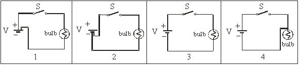   Which of the schematic below best represents the circuit above?   A)  1 B)  2 C)  3 D)  4 E)  none of them