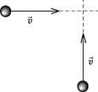   Two identical bodies of mass M move with equal speeds v. The direction of their velocities is illustrated above. The magnitude of the linear momentum of the system is A)  2Mv. B)  Mv. C)  4Mv. D)   Mv. E)  4 Mv.