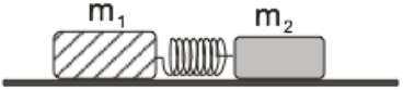   Two objects, one of mass m<sub>1</sub> = 2 kg and the second of unknown mass, are connected by a compressed spring with negligible mass. The system is at rest on a frictionless table. Both objects are released simultaneously, and m<sub>1</sub> is observed to recoil with velocity v<sub>1</sub> =   2 m/s   , and m<sub>2</sub> shots forward with velocity v<sub>2</sub> = 4 m/s   . What is the mass of m<sub>2</sub>? A)  0.5 kg B)  1 kg C)  2 kg D)  4 kg E)  Cannot be determined.