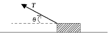   A block of mass m is pulled in the direction shown in the figure across a rough surface with a constant acceleration. The coefficient of kinetic friction is  \mu <sub>k</sub>. The acceleration of the object is given by A)    . B)    . C)    . D)    . E)    . 