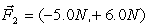 A ball of mass 2.0 kg is acted on by two forces,   , and   . The direction of the acceleration vector   )  w.r.t to the +x-axis is A)    . B)    . C)    . D)    . E)    .