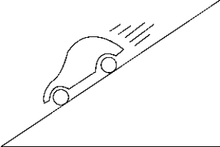 <strong> Which of the following free-body diagrams represents the car going downhill without acceleration? </strong> A) 1) B) 2) C) 3) D) 4) E) 5)