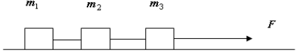   Three blocks are connected by massless cords and rest on a frictionless horizontal surface. The blocks are pulled to the right. Mass m<sub>1</sub> = 2m<sub>2</sub> = 3m<sub>3</sub>, with m<sub>1</sub> on the left and m<sub>3</sub> on the right. If the pulling force is equal to 90 N, then the tension in the cord between m<sub>1</sub> and m<sub>2</sub> is A)  49 N. B)  15 N. C)  100 N. D)  44 N. E)  85 N.