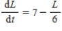 The amount L, in liters, of liquid remaining in a tank after t hours satisfies the equation of change   .How much liquid is in the tank after a long time? ​ A)  6 liters B)  42 liters C)  1.17 liters D)  7 liters