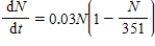 A certain population grows according to   .What is the carrying capacity of the environment for this particular population? Round your answer to two decimal places, if necessary. ​ A)  351 B)  0.03 C)  11 D)  11,700