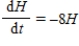 <strong>The water level in a tank rises 8 inches every minute.Write an equation of change that describes the height H, in inches, of the water at time t minutes. </strong> A) B) C) D)
