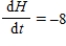<strong>The water level in a tank rises 8 inches every minute.Write an equation of change that describes the height H, in inches, of the water at time t minutes. </strong> A) B) C) D)