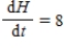 <strong>The water level in a tank rises 8 inches every minute.Write an equation of change that describes the height H, in inches, of the water at time t minutes. </strong> A) B) C) D)