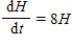 <strong>The water level in a tank rises 8 inches every minute.Write an equation of change that describes the height H, in inches, of the water at time t minutes. </strong> A) B) C) D)