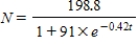 The number N, in millions, of Americans with Internet access t years after 1990 is modeled by the function   . According to this model, what is the maximum number of Americans who will ever have Internet access? Round your answer to two decimal places , if necessary. ​ A)  198.8 million B)  99.40 million C)  2.16 million D)  91 million