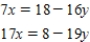 Solve the system of equations   ​ Round your answers to two decimal places. ​ A)    and   B)    and   C)    and   D)    and  