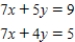 Solve the following system of equations.   ​ Round your answers to two decimal places.