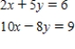 Solve the following system of equations.   Round your answers to two decimal places.