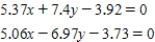 Solve the following system of equations.Round your answers to two decimal places.  