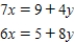 Solve the following system of equations by graphing.Round your answers to two decimal places.  