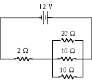  How much current is flowing in the 2- \Omega  resistor?   A)  0.8 A B)  2.4 A C)  1.6 A D)  2.0 A 