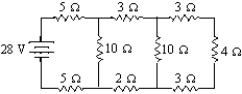  Consider the circuit shown in the figure. What power is dissipated by the top 5- \Omega resistor?   A)  14 W B)  112 W C)  17 W D)  52 W 