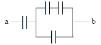  What is the equivalent capacitance between points a and b? All capacitors are 2.0  \mu F.   A)  1.2 µF B)  0.25 µF C)  4.0 µF D)  0.60 µF 
