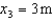 Three masses are positioned along the x-axis. Their masses and positions are:   with   ,   with   , and   with   . What is the x-coordinate of center of mass of this system? A)  (14/3)  m B)  (7/3)  m C)  2 m D)  Not enough information is given to answer this question.