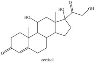 Cortisol is an anti-inflammatory agent that also regulates carbohydrate metabolism. Cortisol contains a primary alcohol,a secondary alcohol,and a quaternary alcohol.  
