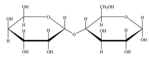 The disaccharide shown below has an α-glycosidic linkage.  