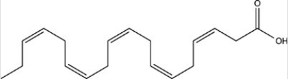 The fatty acid shown below will be a solid at room temperature.  