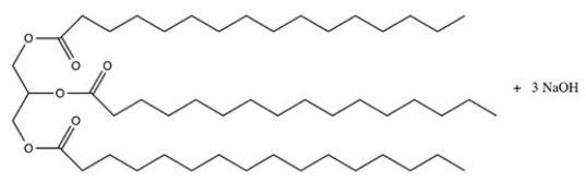 Hydrolysis of the triacylglycerol below provides the indicated products.    