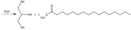 Hydrolysis of the triacylglycerol below provides the indicated products.    