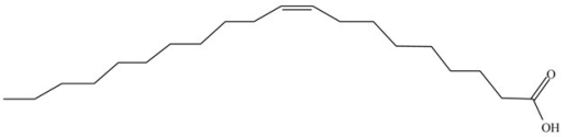 The structure shown below is an example of a trans fatty acid.  