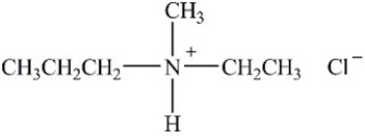 What is the IUPAC name of the amine salt shown below?   A) Ethylmethylpropylammonium chloride B) N-ethyl-N-methyl-1-propanammonium chloride C) N-ethyl-N-methyl-N-propylammonia chloride D) N-methyl-N-propylethanammonium chloride