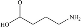 4-amino butanoic acid (common name GABA) is a neurotransmitter found in 30% of the brain's nerve cells. Which of the following properly represents the structure of this compound? A)    B)    C)    D)   