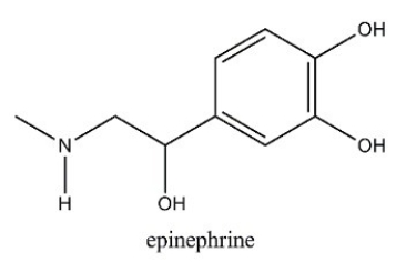 At the pH of the aqueous environment of the cells,amines exist in their ionized (charged) form. Which of the following properly represents how epinephrine exists in the cell?   A)    B)    C)    D)   