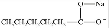 Which structure properly represents the compound sodium hexanoate? A) B) C) D)