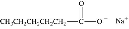 Which structure properly represents the compound sodium hexanoate? A) B) C) D)