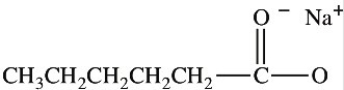 Which structure properly represents the compound sodium hexanoate? A) B) C) D)