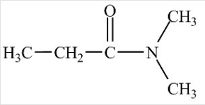 What is the IUPAC name of the compound below?   A) N,N-dimethylpropanamide B) N,N-dimethylethylamide C) Dimethylpropanamide D) Dimethylaminopropanamide