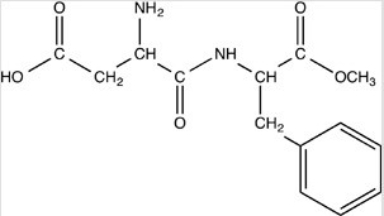 Aspartame is an artificial sweetener,drawn below. Which of these functional groups is NOT contained in aspartame?   A) Carboxylic acid B) Ester C) Amide D) Ether