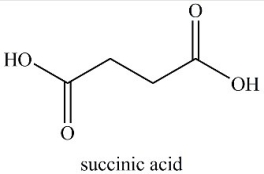 At the pH of the aqueous environment in the cells,carboxylic acids exist primarily in their ionized form. Consider the structure of succinic acid,an intermediate in the citric acid cycle. Which of the following properly shows how this carboxylic acid exists in the cell?   A)    B)    C)    D)   