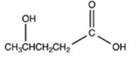 3-hydroxybutanoic acid is an important starting material for polymer synthesis. Which of the following properly represents the structure of this compound? A) B) C) D)