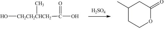 Compounds that contain both a hydroxyl group (OH)and a carboxyl group (COOH)can undergo an intramolecular esterification reaction. The lactone product shown is the result of the intramolecular esterification reaction of the indicated starting material.  