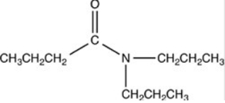 The name of the compound below is N,N-dipropylbutanamide.  