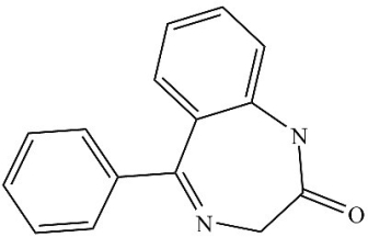 The psychoactive drug benzodiazepine (structure shown)contains two amide groups.  