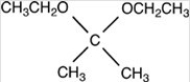 What acetal is formed when the compound shown below is treated with two equivalents of ethanol (CH<sub>3</sub>CH<sub>2</sub>OH) in the presences of H<sub>2</sub>SO<sub>4</sub>?   A)    B)    C)    D)   