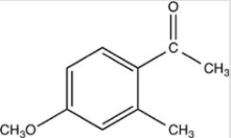 What is the name of the compound below?   A) 1-methoxy-3-methylbenzene B) 4-methoxy-6-methylbenzaldehyde C) 4-methoxy-2-methylacetophenone D) 5-methoxy-3-methyltoluene