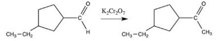 The reaction below illustrates oxidation of an aldehyde.  